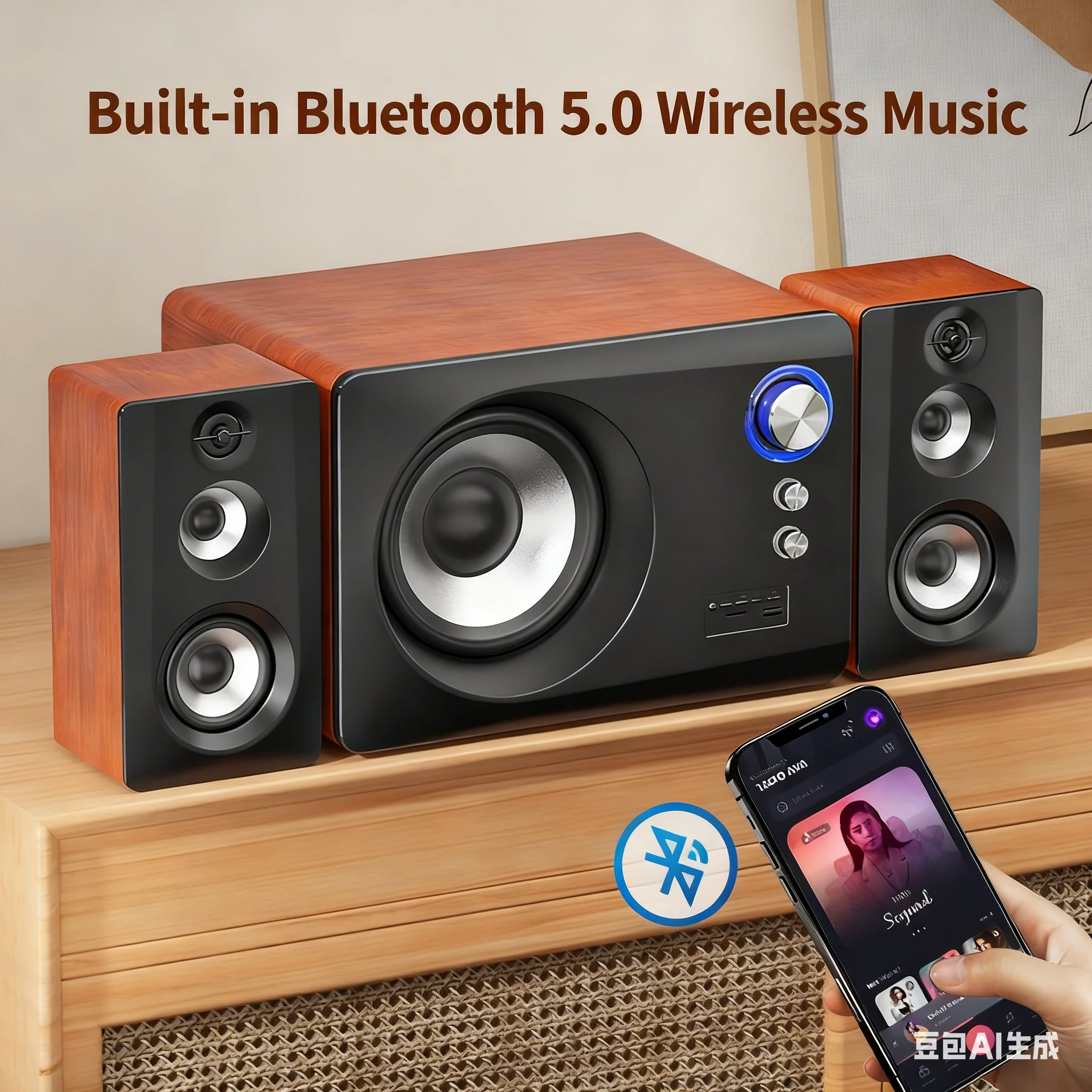 Gaming Speaker 2.1 - ลำโพงไม้ 2.1 บลูทูธ A-7800 80W กำลังสูง