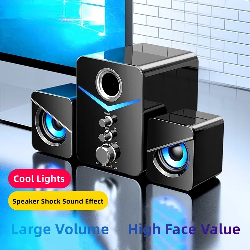 Gaming Speaker 2.1 - ลำโพงบลูทูธโฮมเธียเตอร์ระบบเสียงเบสลำโพงขนาดเล็กคอมพิวเตอร์ตั้งโต๊ะเครื่องเล่น MP3เสียงสำหรับพีซีโทรศัพท์ซับวูฟเฟอร์บาร์
