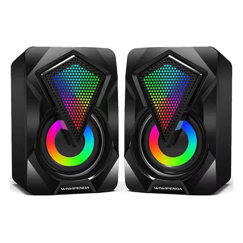 Gaming Speaker 2.1 - ลำโพงคอมพิวเตอร์พร้อมไฟ RGB ซับวูฟเฟอร์ ลำโพงเกมมิ่งแบบมีสาย ลำโพงขนาดเล็กสำหรับตั้งโต๊ะ ใช้ได้กับคอมพิวเตอร์ตั้งโต๊ะและแล็ปท็อป